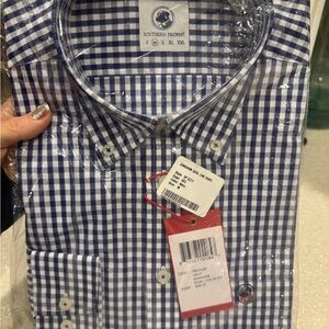 Southern Proper Navy and White Gingham Shirt men’s medium NWT